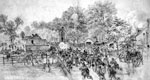 Battle of Beaver Dam Creek: Rebels Leaving Mechanicsville - Union Batteries Shelling Village