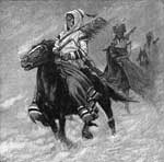 Blackfoot Indians: Mounted Blackfeet Traveling Through the Snow