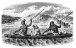 California Indians: Diggers in a Canoe Made of Several Trees Partially Hollowed Out and Fastened Together