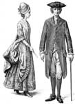 Colonial People: Costumes of a Young Lady & a Businessman, circa 1770
