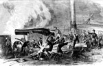 Fort Jackson Louisiana: A Discahrge of Grape from Fort Jackson Strikes the Deck of the U. S. Gunboat Iroquois