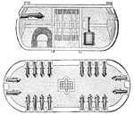 Fulton Steamboat: Top and Side Diagrams of the Demologos