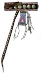 Indian Clothing: Women's Beaded Leather Belt with Hanging Strap, Ornamented with Silver Disks