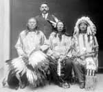 Lakota Sioux: Hollow Horn Bear, Jack Red Cloud, Red Hawk, Alfred C. Smith (standing) 1913