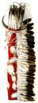 Native American Clothing: War Bonnet Ornamented with Buffalo Horns and Eagle Feathers Attached to Red Flannel