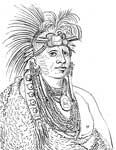 Native American Jewelry: Sho-Me-Kos-See - the Wolf, Kansas Chief with Numerous STrings of Wampum on his Neck