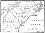 Southern Colonies: Map of Early Settlements in the Carolinas and Georgia