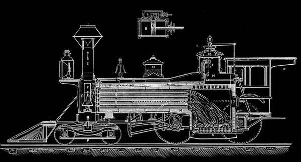 Diagram of a steam locomotive